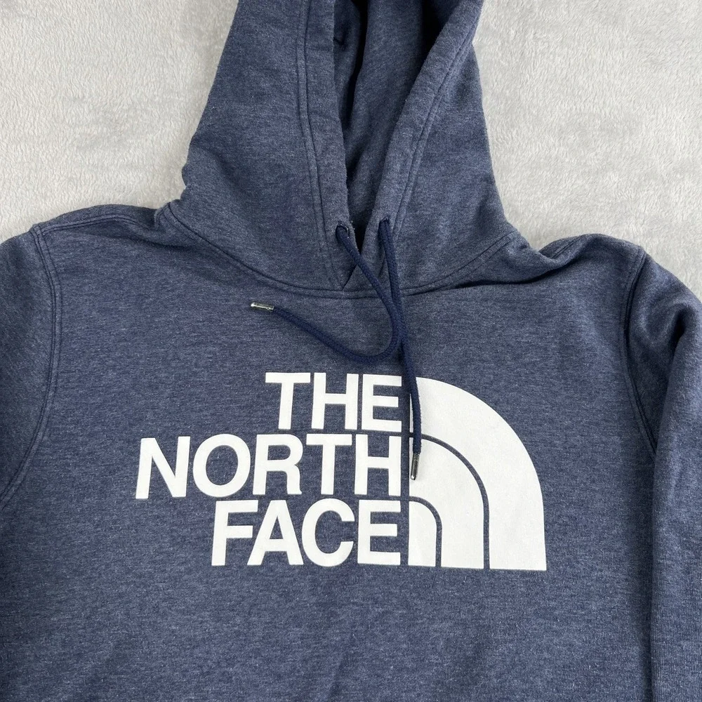 The North Face Hoodie L Navy Blue Mens Logo Pullover Sweatshirt Outdoor Hiking